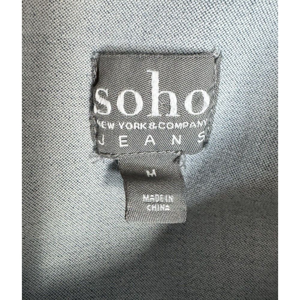 Soho New York & Company Dress Women LARGE Blue Denim Patchwork Stretch Casual - Picture 7 of 13